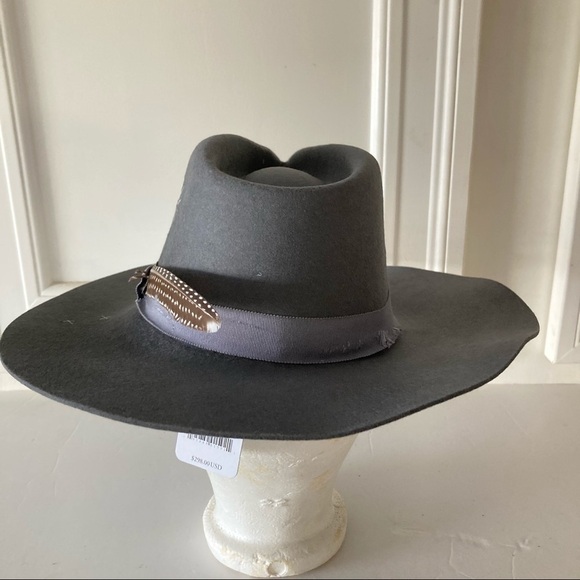 NWT Lovely Bird Malibu x Free People Gray Embroidered Distressed Wool Hat Sz S - Picture 6 of 12